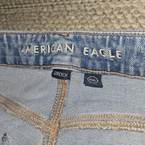 American Eagle Curvy Super High Rise Baggy Wide Leg Women's Blue Cargo Jeans 14 - Picture 15 of 16